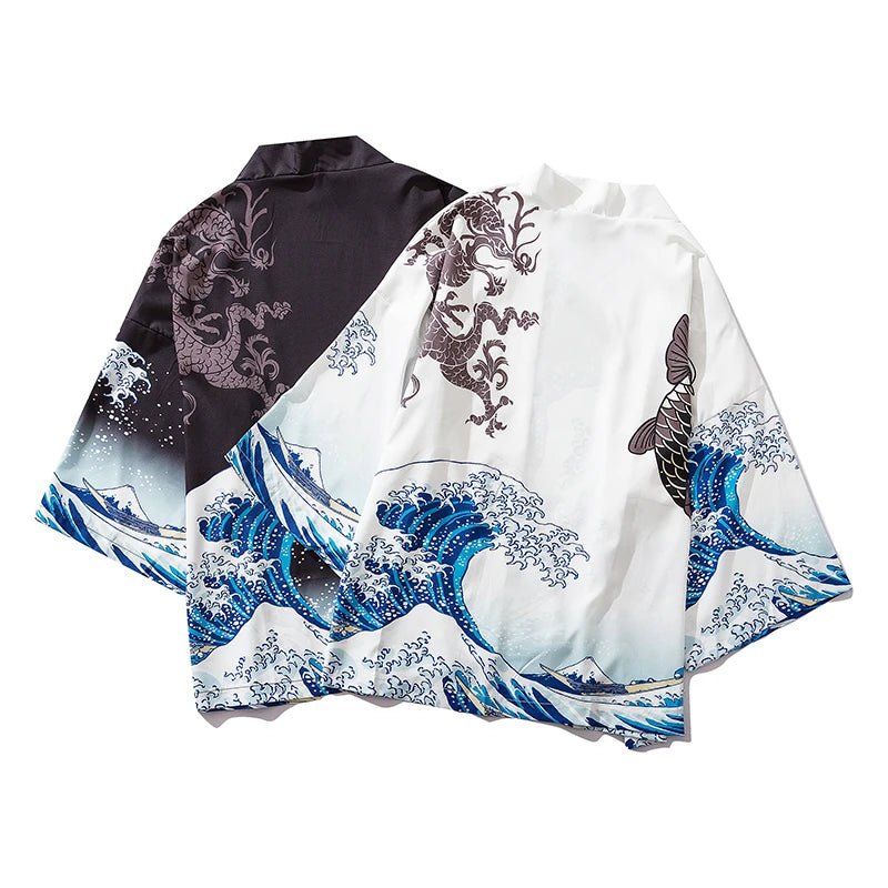 Japanese Ocean Wave Traditional Kimono - Cute Little Wish