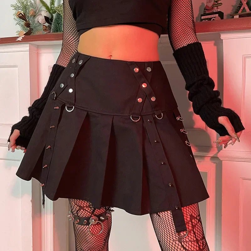 Low Waist Pleated Gothic Skirt - Cute Little Wish