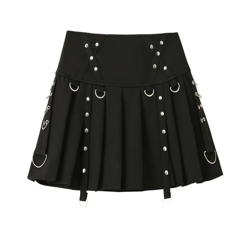 Low Waist Pleated Gothic Skirt - Cute Little Wish