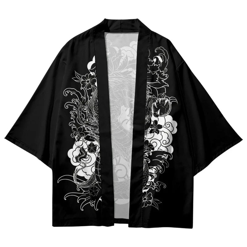 Streetwear Dragon Print Harajuku Womens Kimono - Cute Little Wish