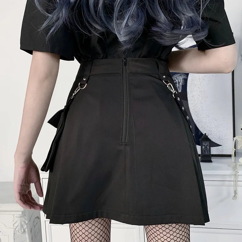 Women's High Waist Black Techwear Skirt - Cute Little Wish